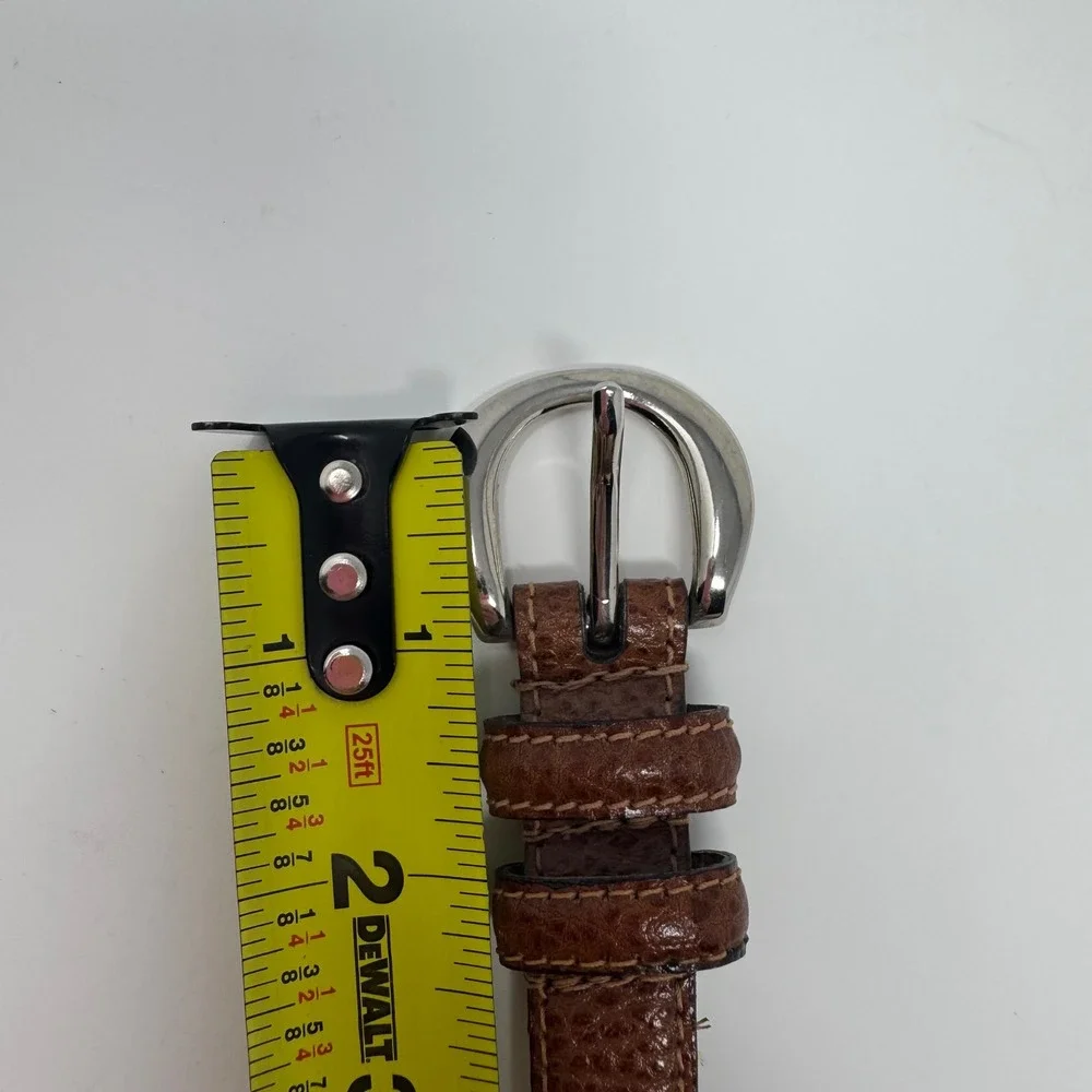 Brown Leather Women's Belt Top Grain Made in India Brown Pebbled 3/4